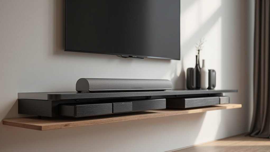 low profile soundbar shelves