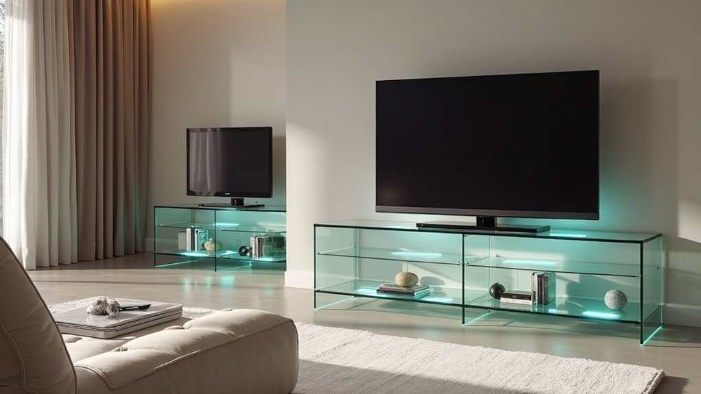 stylish glass media stands